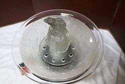 Art Deco Frosted Glass Frog on a Lily Mound  Float Bowl 