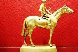 Art Deco Gilt Bronze Figure of Horse and Jockey