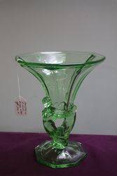 Art Deco Green Glass Vase  