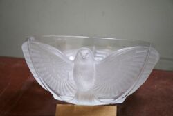 Art Deco Lalique Style Pressed Glass Birds Bowl 