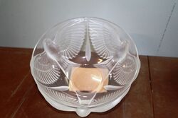 Art Deco Lalique Style Pressed Glass Birds Bowl 