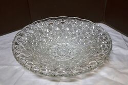 Art Deco Large Faceted Pressed Glass Fruit Bowl 