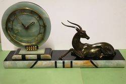 Art Deco MarbleOnyx and Spelter Mantle Clock