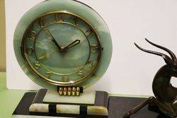 Art Deco MarbleOnyx and Spelter Mantle Clock