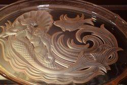 Art Deco Pink Glass 7 Pieces Mermaid Trinket SetOdd Ring Tray C1930 