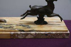 Art Deco Spelter + Marble Group of Diana Two Hunters  