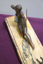 Art Deco Spelter + Marble Group of Diana Two Hunters  