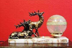 Art Deco Spelter + Marble Table Lamp