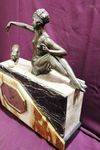 Art Deco Spelter And Marble Clock   