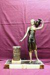 Art Deco Spelter And Marble Figure   The Water Carrier C1920 30     