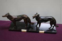 Art Deco Spelter And Marble Pair Of Borzoi Dogs C1930 