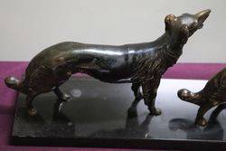 Art Deco Spelter And Marble Pair Of Borzoi Dogs C1930 