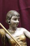 Art Deco Spelter Group     Diana The Huntress     