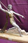 Art Deco Spelter Group     Diana The Huntress     