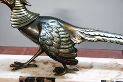 Art Deco Spelter Pheasant Figure on Marble Base 