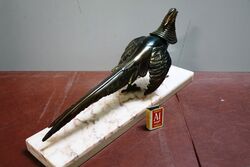 Art Deco Spelter Pheasant Figure on Marble Base 