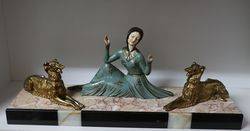 Art Deco Spelter and Ivorine Group  Friends At Rest