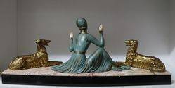 Art Deco Spelter and Ivorine Group  Friends At Rest