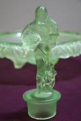 Art Deco Uranium Glass Fruit Girl 3 Pieces Float Bowl C1930