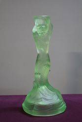 Art Deco Uranium Green Glass Mermaid Candlestick 