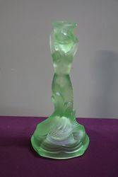 Art Deco Uranium Green Glass Mermaid Candlestick 