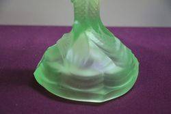 Art Deco Uranium Green Glass Mermaid Candlestick 