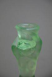 Art Deco Uranium Green Glass Mermaid Candlestick 