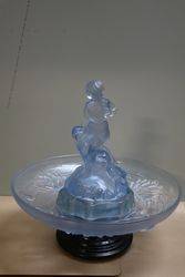 Art Deco Walther + Sohne Blue Glass Peter Pan Float Bowl On Stand 