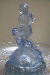 Art Deco Walther + Sohne Blue Glass Peter Pan Float Bowl On Stand 