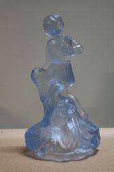 Art Deco Walther + Sohne Blue Glass Peter Pan Float Bowl On Stand 
