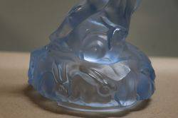 Art Deco Walther + Sohne Blue Glass Peter Pan Float Bowl On Stand 