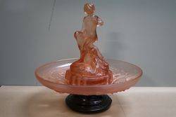 Art Deco Walther + Sohne Pink Glass Peter Pan Float Bowl + Stand 