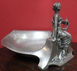 Art Nouveau Polished Pewter Figural Bowl