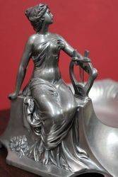 Art Nouveau Polished Pewter Figural Bowl