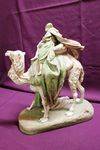 Art Nouveau Royal Dux Porcelain Group CamelRiderServant C1900