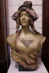 Art Nouveau Terracotta Bust   Signed Cherc   Dated 2441900    