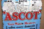 Ascot Hot Water Installed Here Enamel Sign