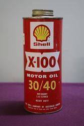 Australian Shell Quart X100 3040 Motor Oil Tin