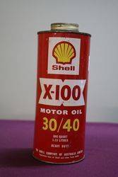 Australian Shell Quart X100 3040 Motor Oil Tin