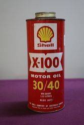 Australian Shell Quart X100 3040 Motor Oil Tin