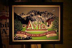 Avia Swiss Watch Advertising Wooden Framed Light Box