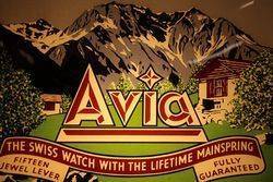 Avia Swiss Watch Advertising Wooden Framed Light Box