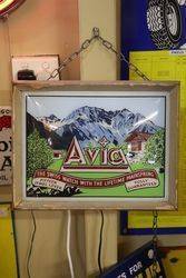 Avia Swiss Watch Advertising Wooden Framed Light Box