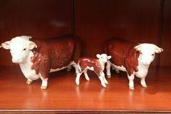 Beswick Hereford Cattle Family BullCowCalf 