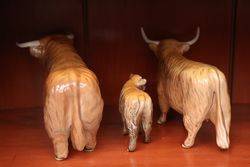 Beswick Highland Cattle Family BullCowCalf 