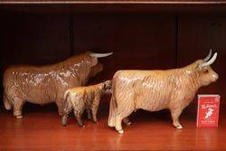 Beswick Highland Cattle Family BullCowCalf 