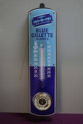 Blue Gillette Blades Advertising Enamel Wall Thermometer 