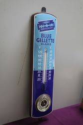 Blue Gillette Blades Advertising Enamel Wall Thermometer 