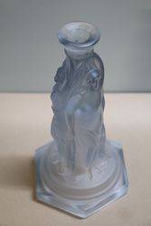 Blue Glass Art Deco 3 Graces Candlestick  