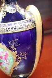 Blue Ground Vase With Gilt Work and Painting 